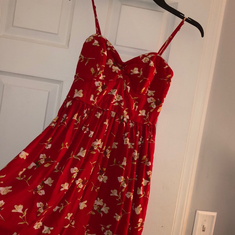 Floral Red Dress